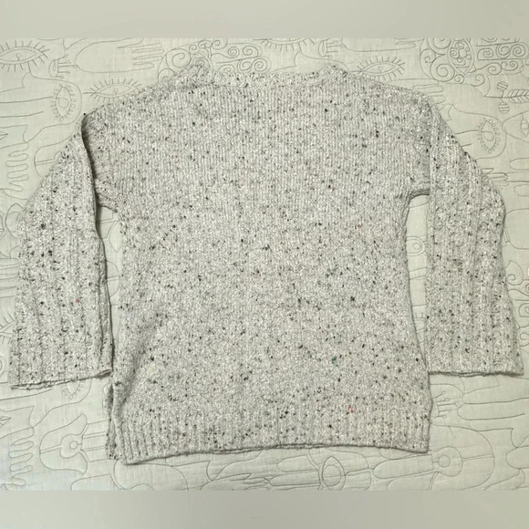 Anthropologie Moth M Cable Knit Tunic Sweater Bell Sleeve Light Gray Confetti - Picture 3 of 10
